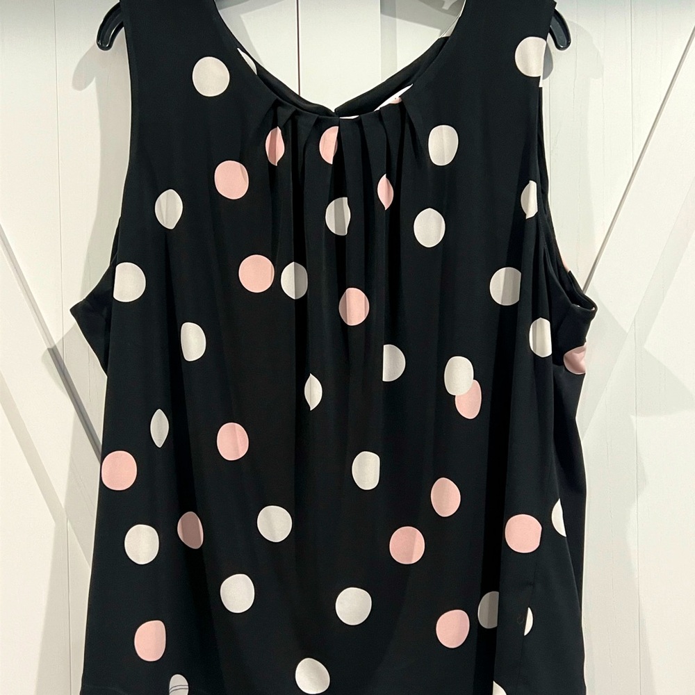 Pink and white polkadot sleeveless Calvin Klein Top
